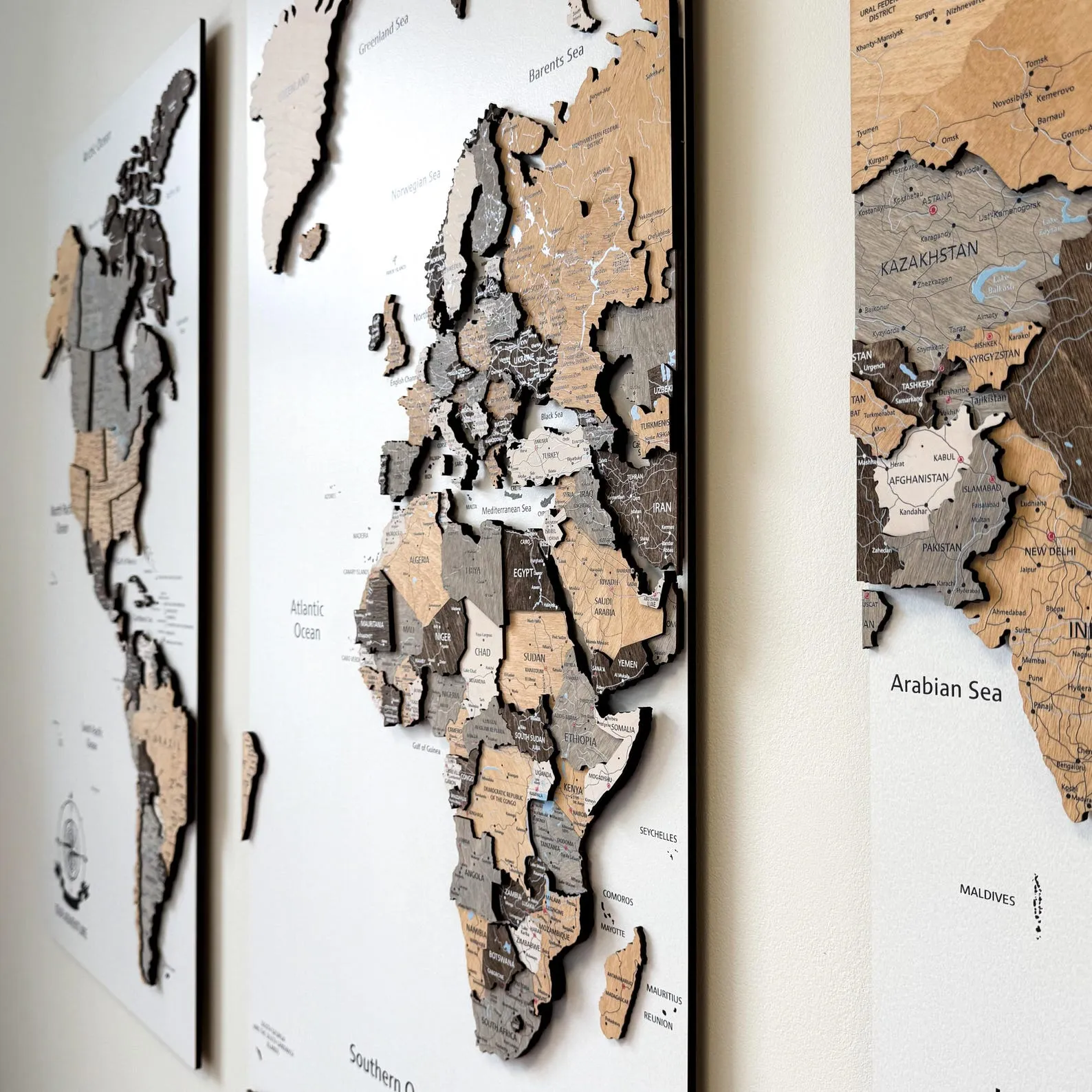 Wooden World Map Wall Decor For Apartment And Couples Travel Memories