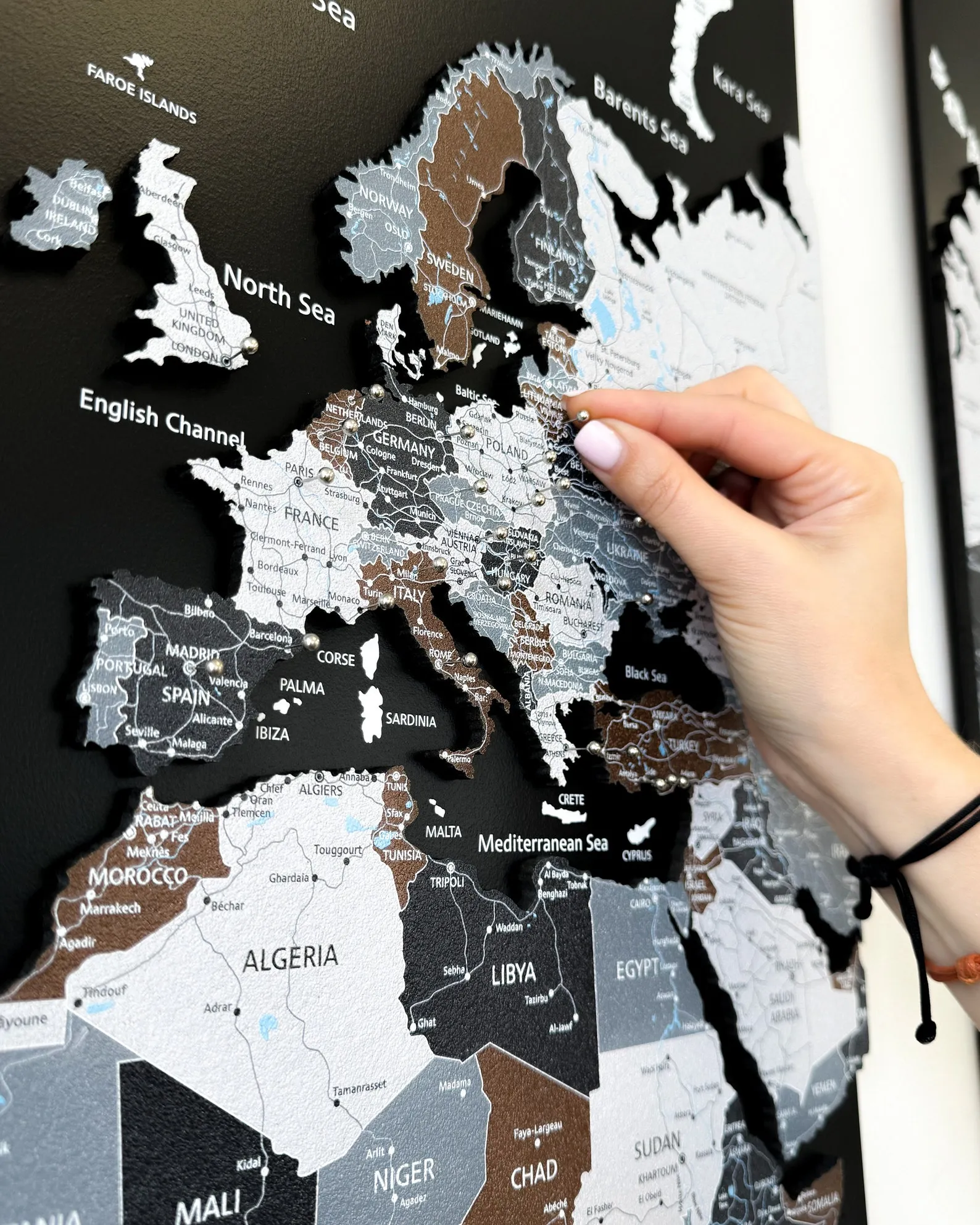 Cork World Map Wall Board With Push Pin Travel Tracker