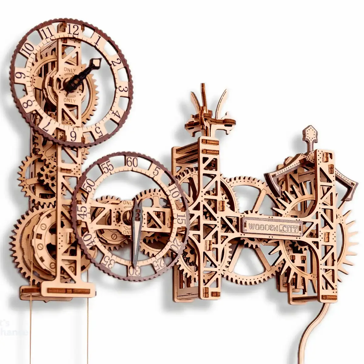 3D Wooden Clock Model Puzzle - Steampunk Wall Decor