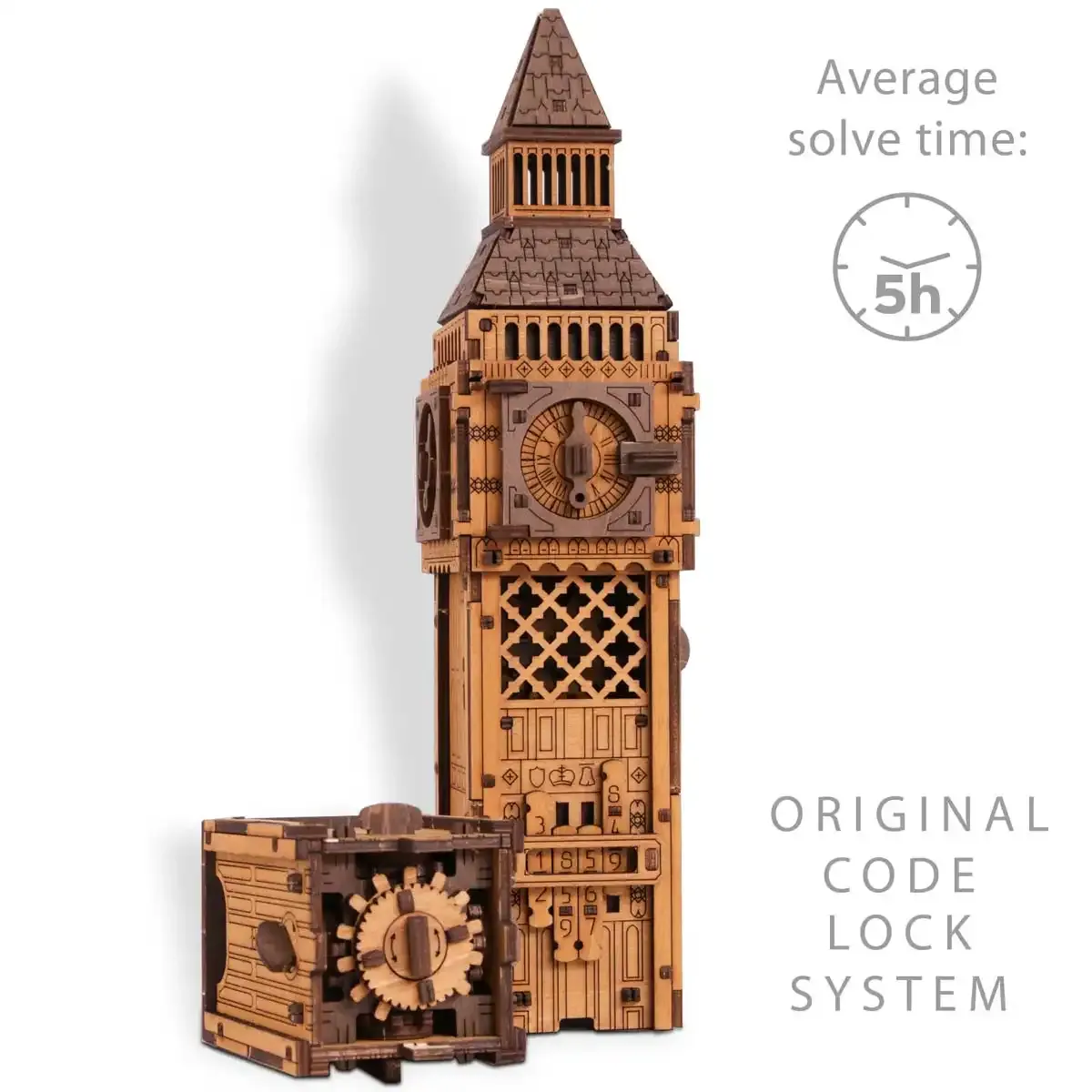 3D Wooden Escape Puzzle Box - Big Ben Design - Image 3