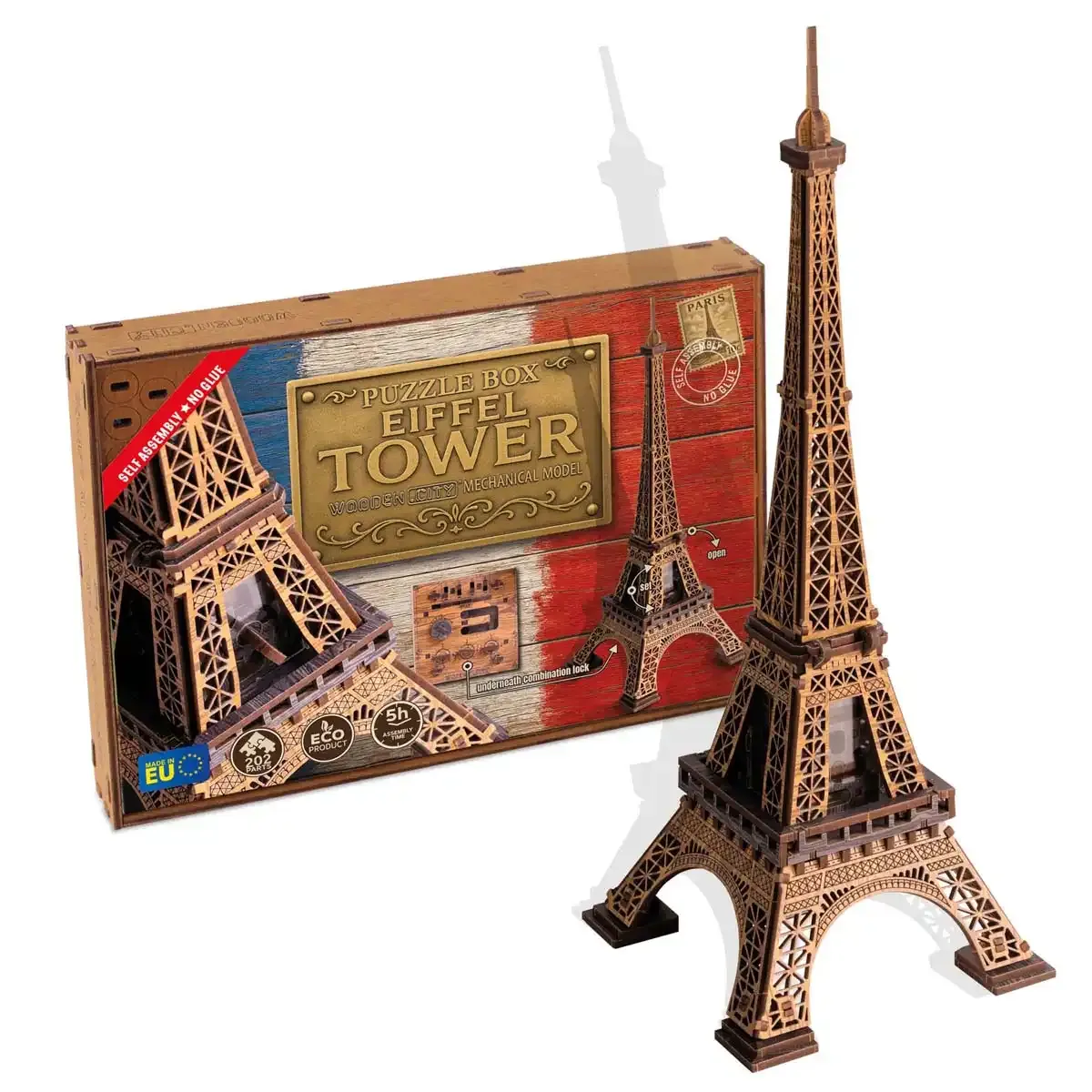 3D Wooden Escape Puzzle Box - Eiffel Tower Design