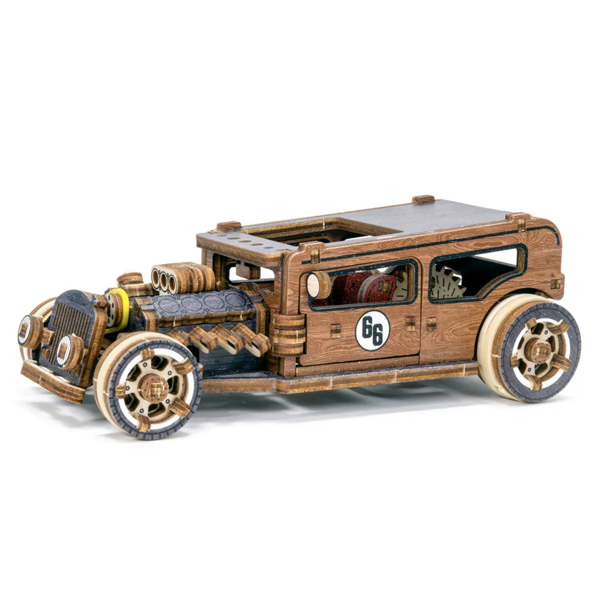 3D Wooden Car Model Puzzle - Hot Rod Design
