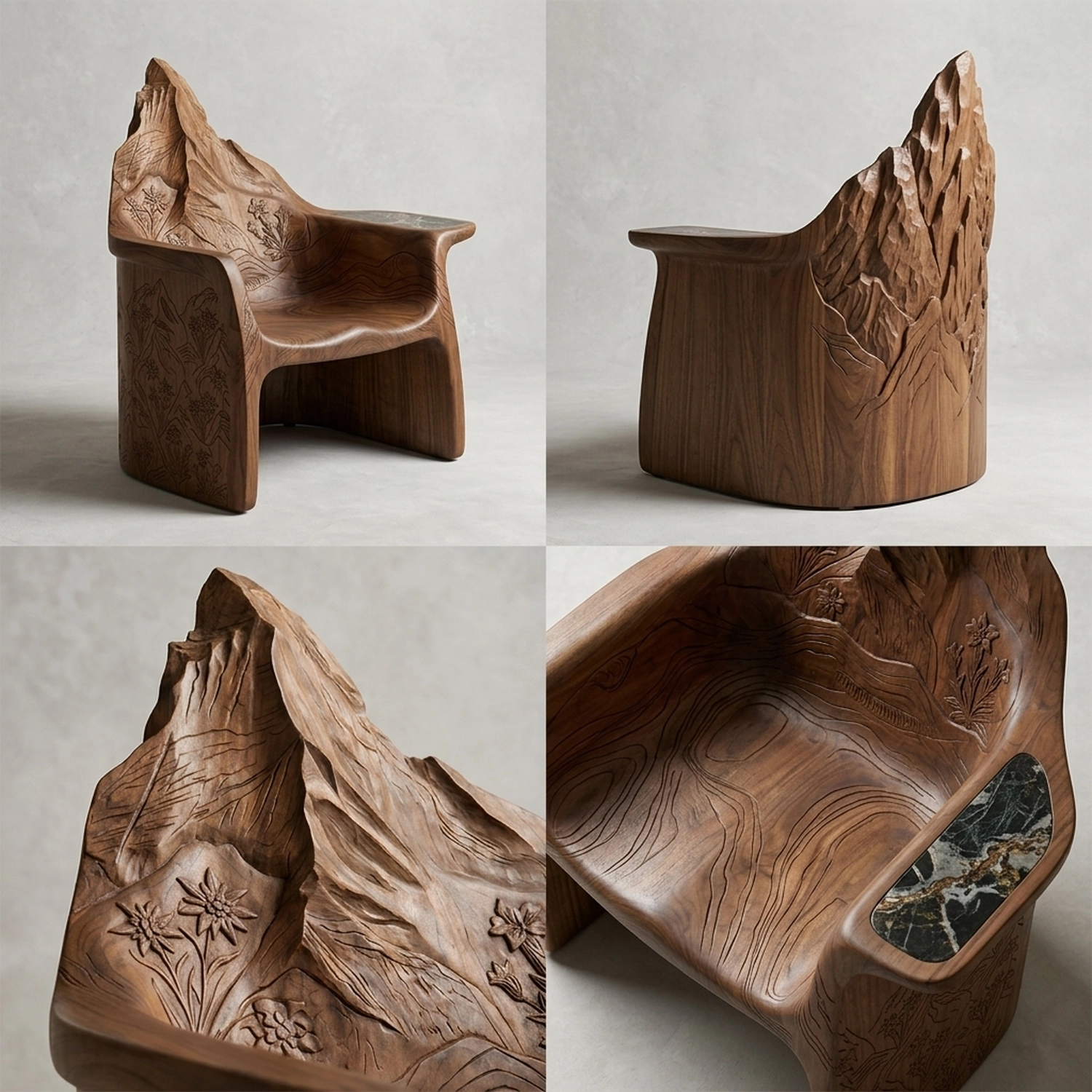 Wooden Mount Matterhorn Chair Alpine Peak Shape Unique Living Room Seating - Image 2