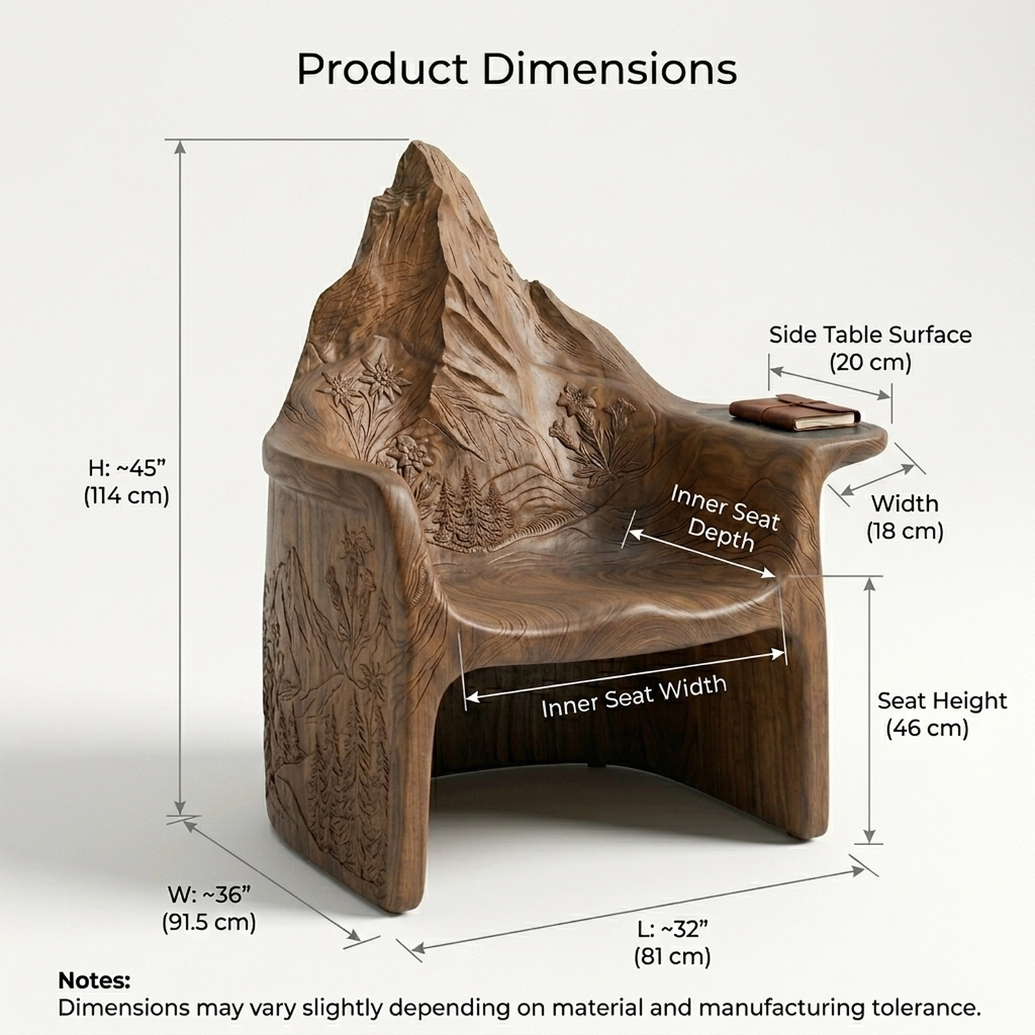 Wooden Mount Matterhorn Chair Alpine Peak Shape Unique Living Room Seating - Image 3