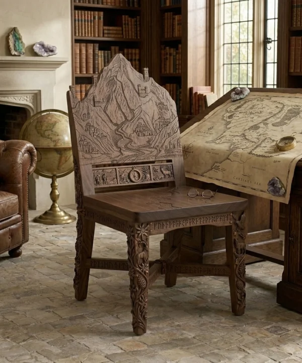 Wooden Mount K2 Peak Chair Rugged Mountain Shape Artistic Accent Seating