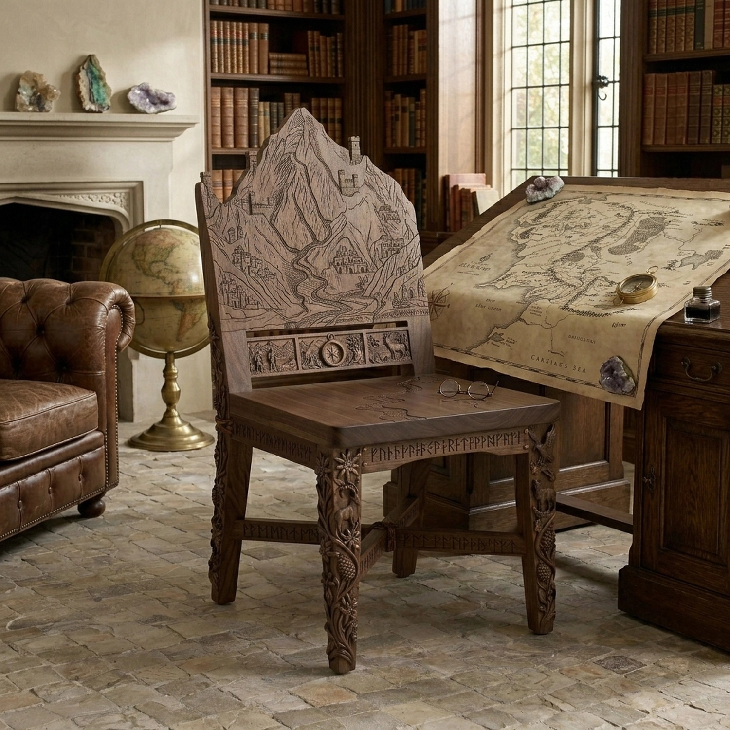 Wooden Mount K2 Peak Chair Rugged Mountain Shape Artistic Accent Seating