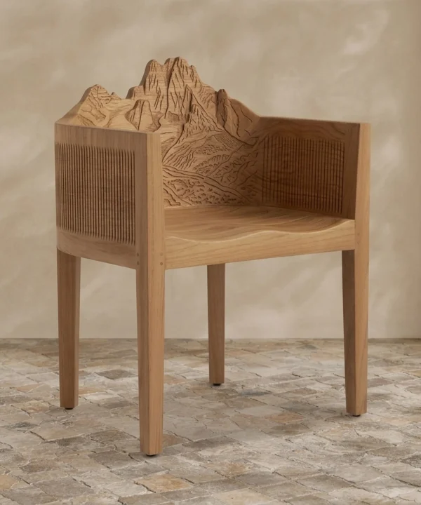 Wooden Mount Kenya Chair Wildlife Nature Inspired Peak Shape Accent Chair