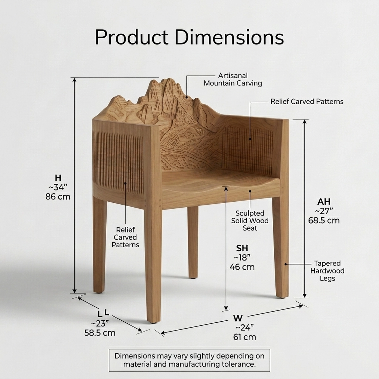 Wooden Mount Kenya Chair Wildlife Nature Inspired Peak Shape Accent Chair - Image 3