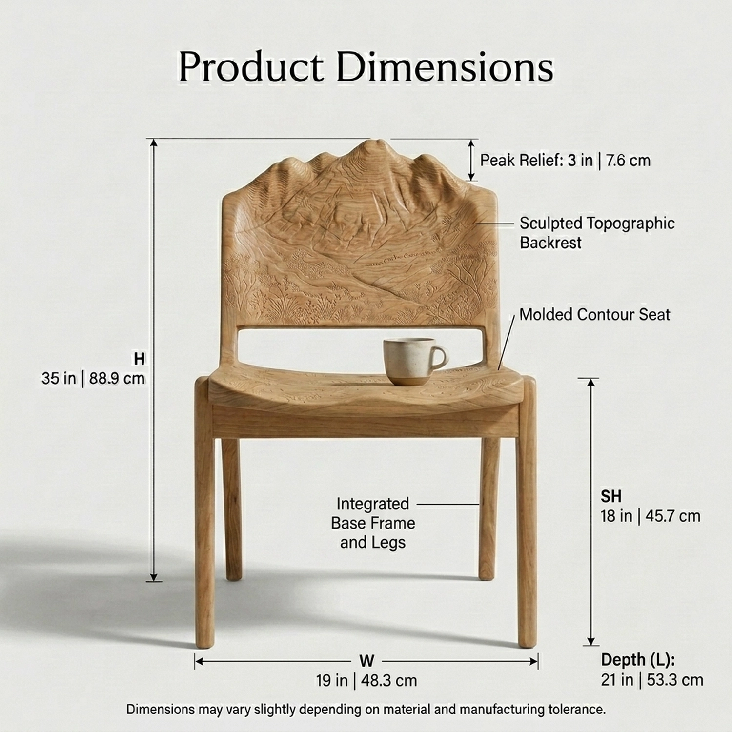 Wooden Mount Kosciuszko Chair Great Dividing Range Peak Silhouette Seating - Image 3