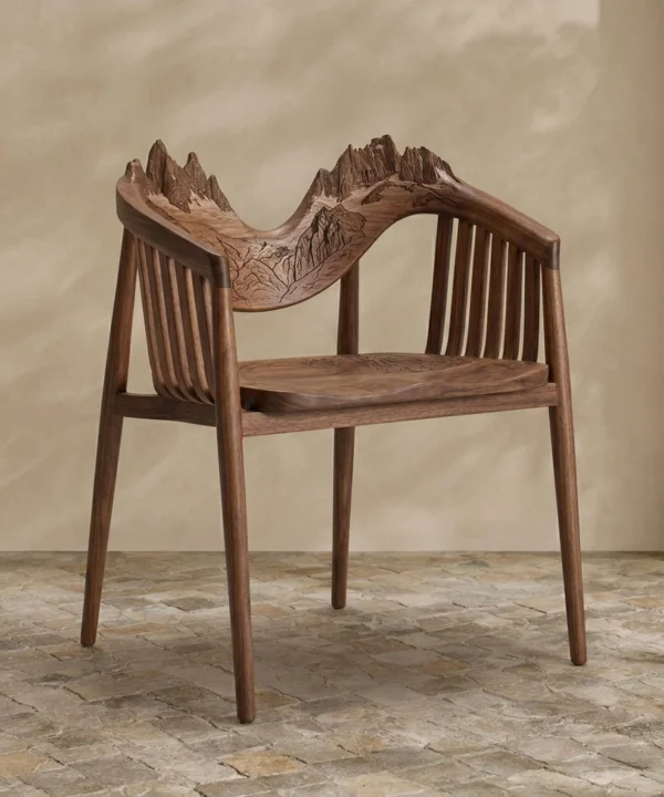 Wooden Mount Fitz Roy Chair Patagonian Peak Shape Artistic Accent Armchair