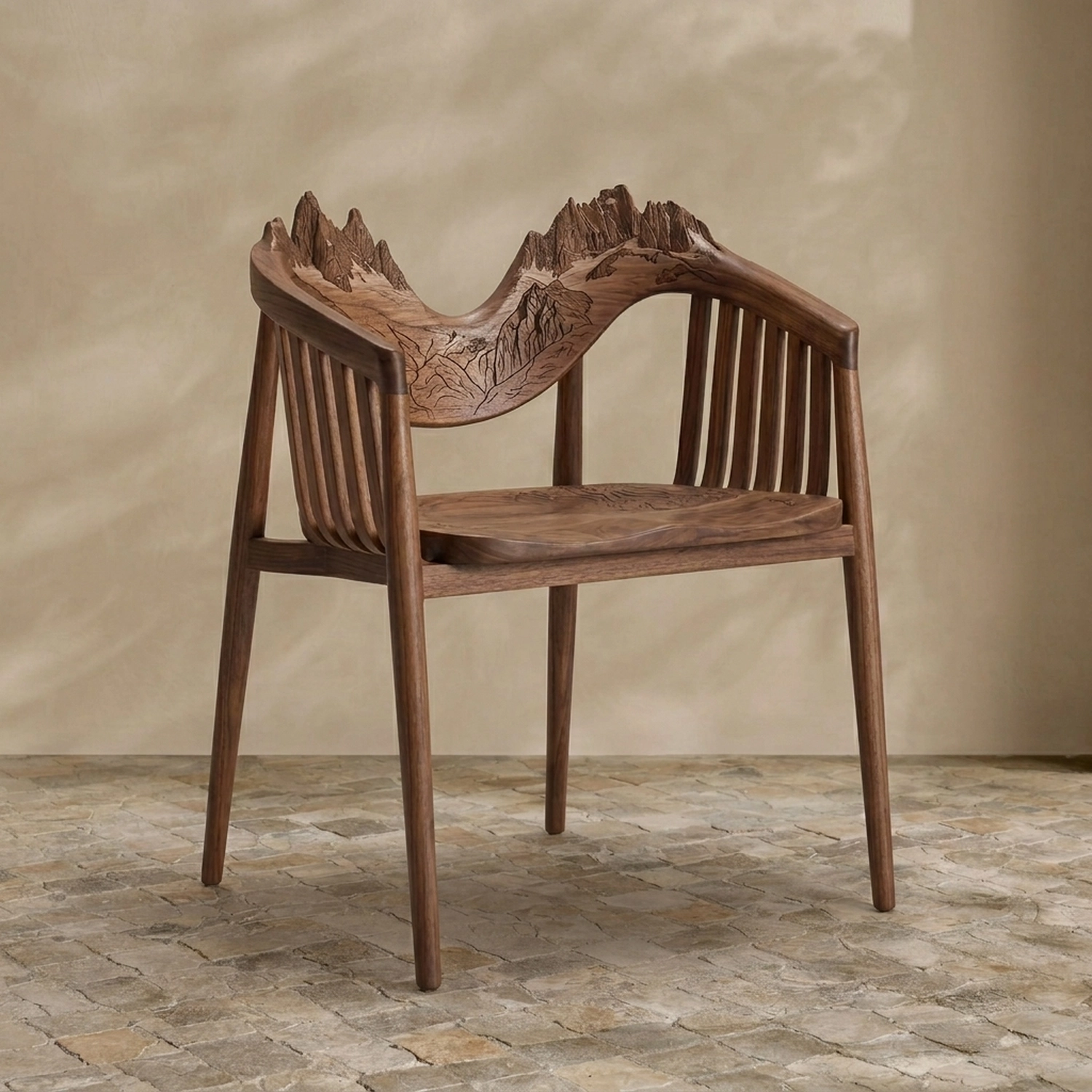 Wooden Mount Fitz Roy Chair Patagonian Peak Shape Artistic Accent Armchair