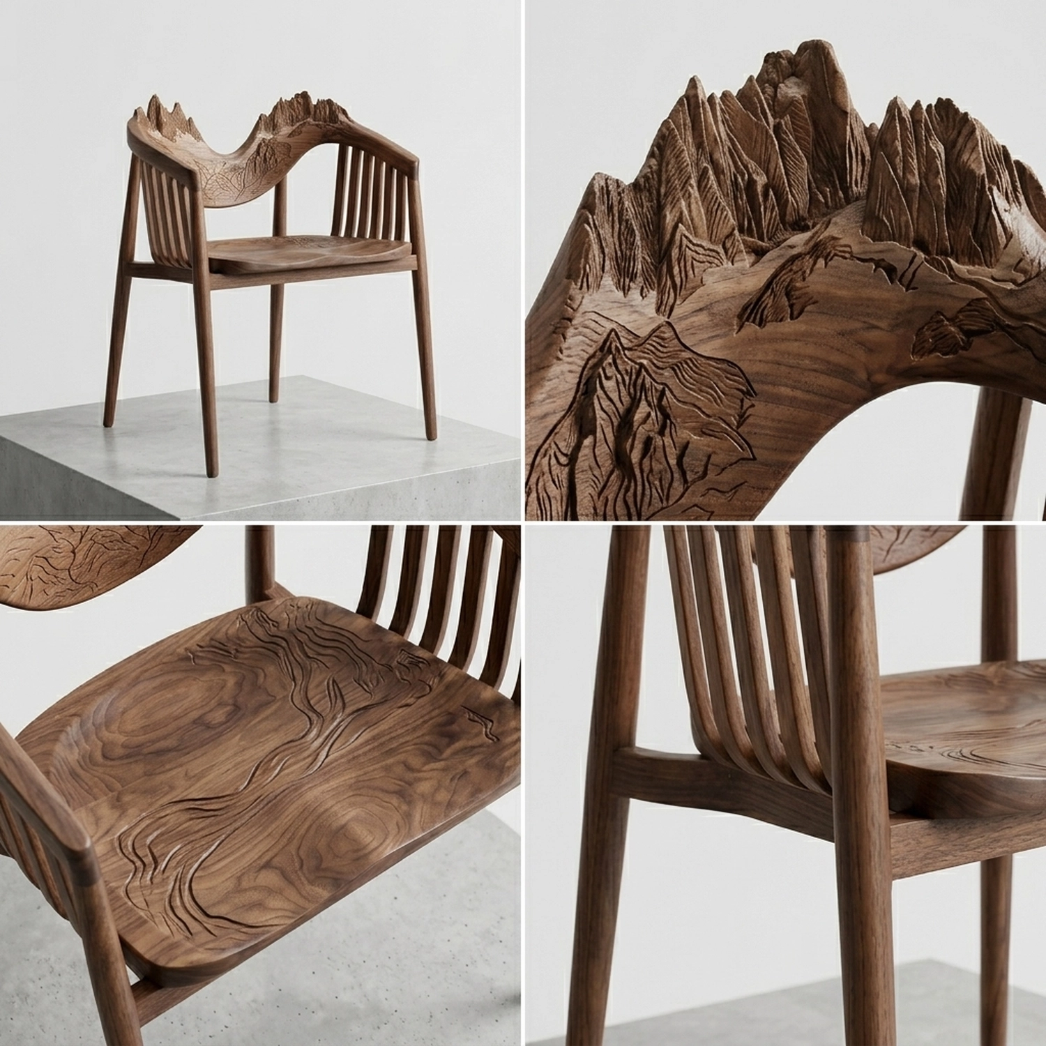 Wooden Mount Fitz Roy Chair Patagonian Peak Shape Artistic Accent Armchair - Image 2