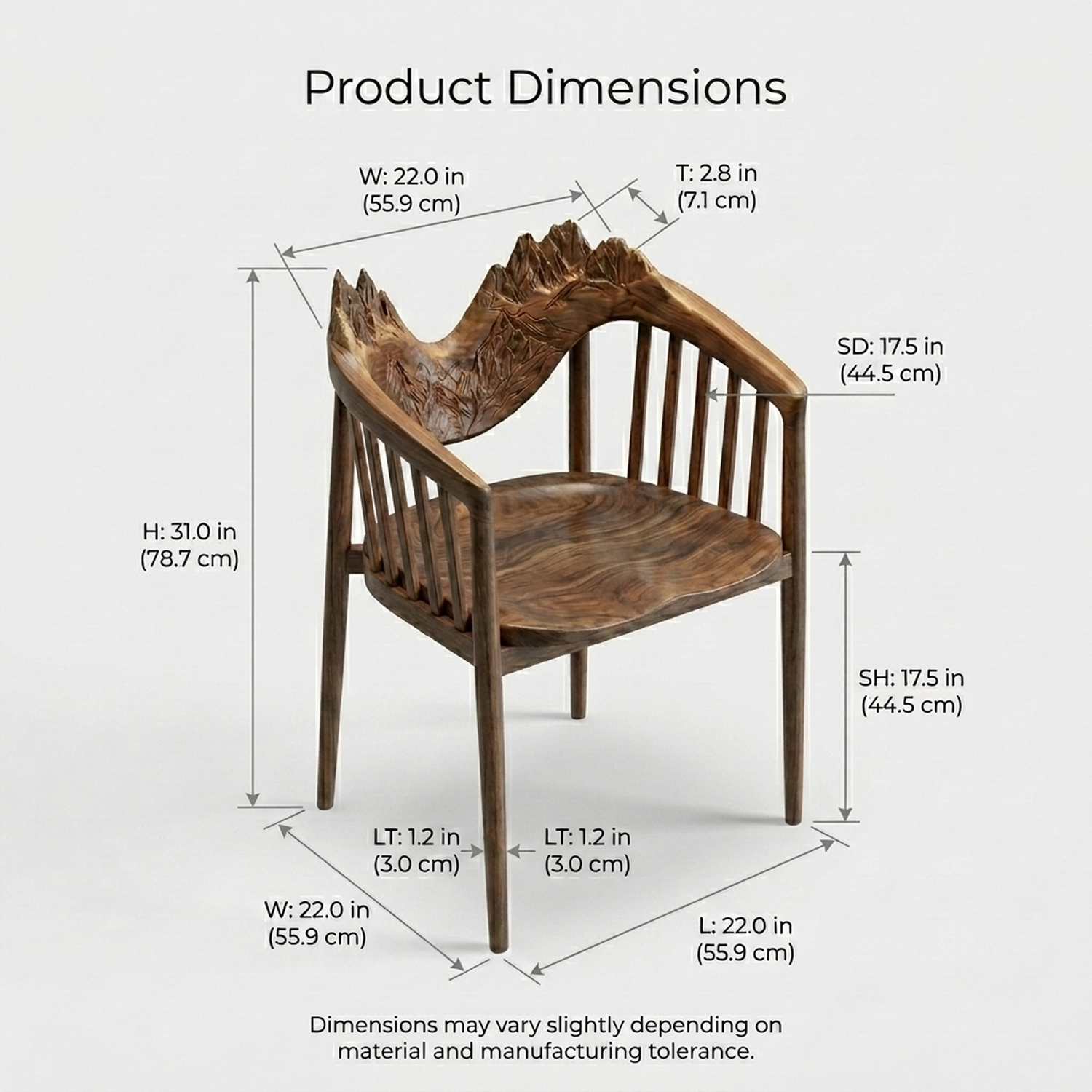 Wooden Mount Fitz Roy Chair Patagonian Peak Shape Artistic Accent Armchair - Image 3